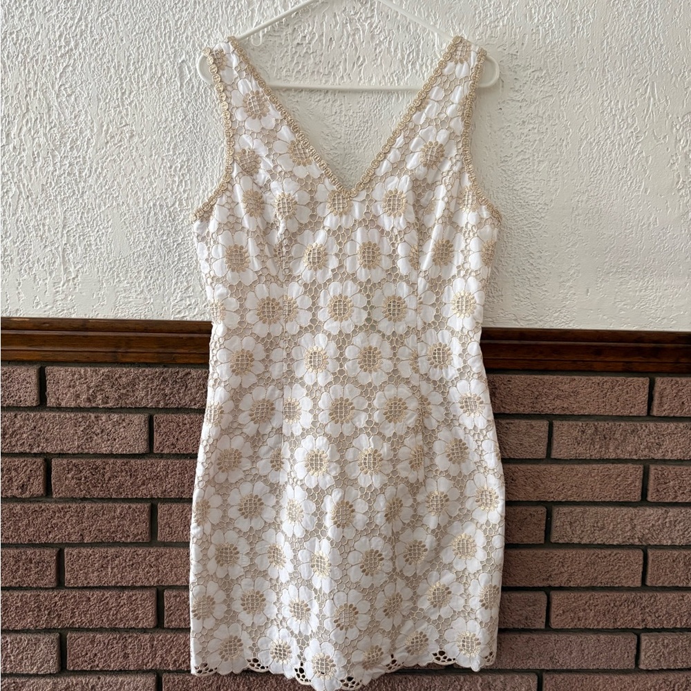 Lilly Pulitzer Cream Floral Lace Mini Dress